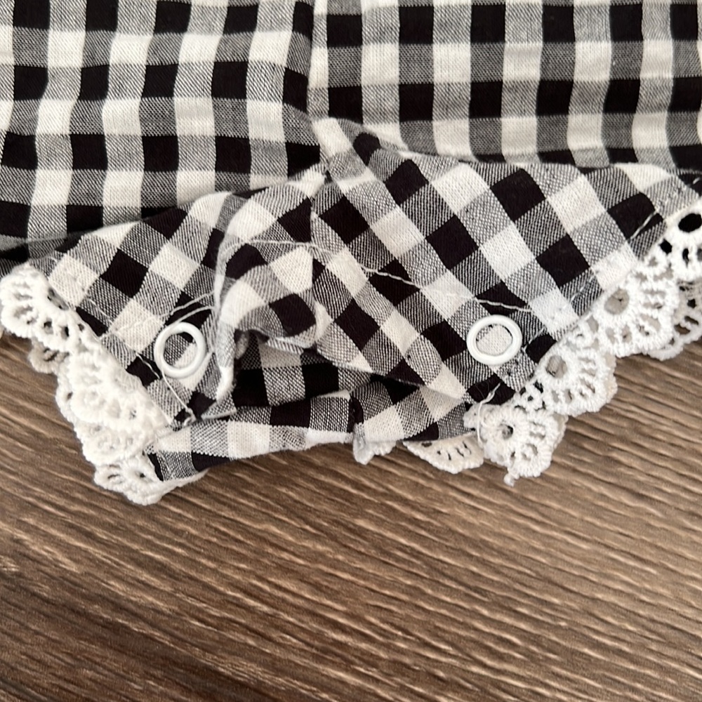 NEW Jessica Simpson Toddler Girls Black & White Gingham Plaid Romper - Size 18M - Picture 6 of 12